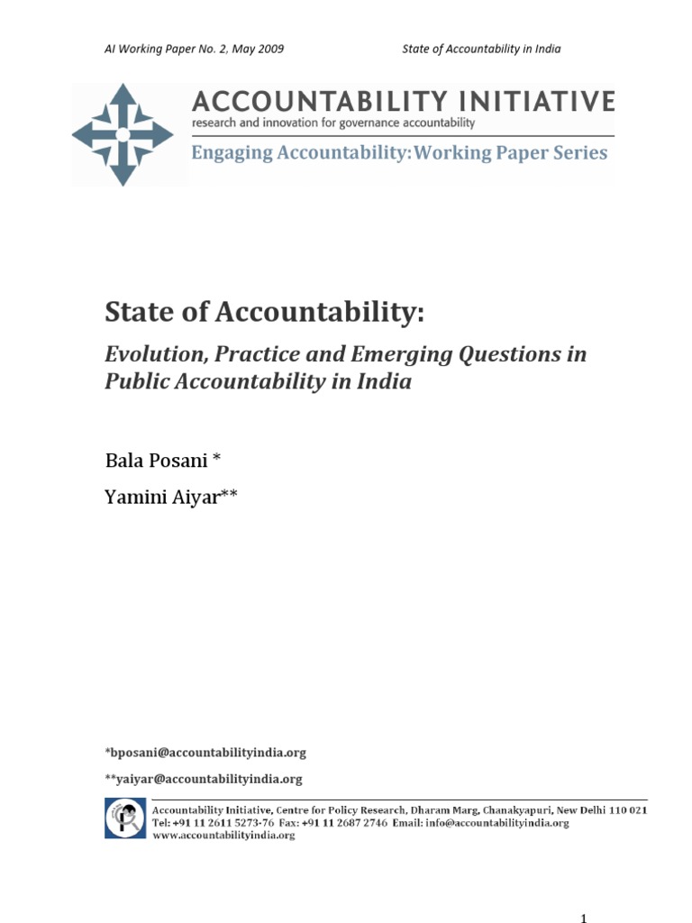 State of Accountability: Evolution, Practice and Emerging Questions in ...