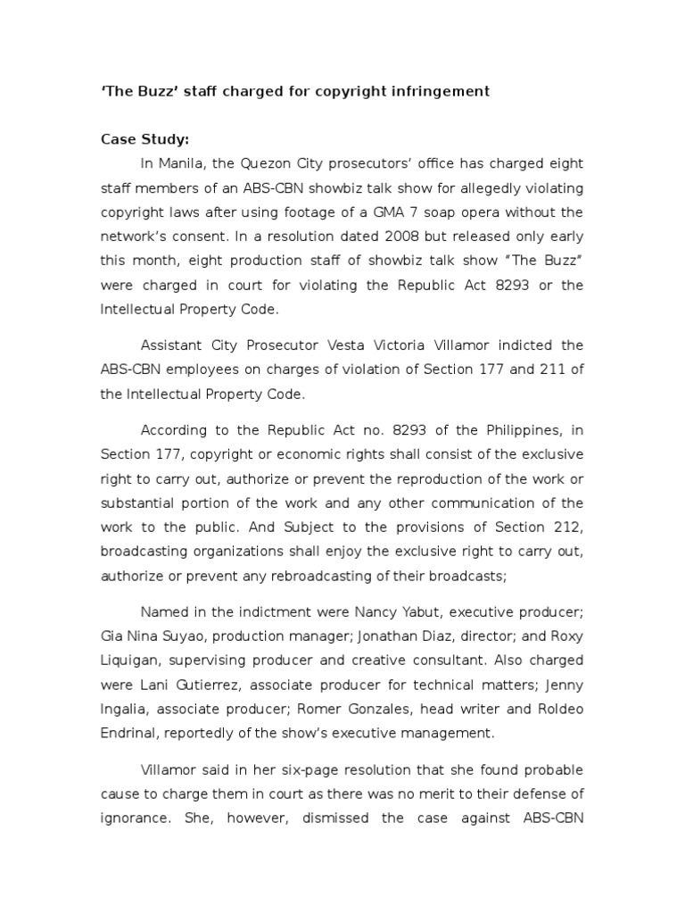 The Buzz Staff Charged for Copyright Violation | PDF | Fair Use | Copyright