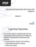 Maintaining Organisational Structures and Systems