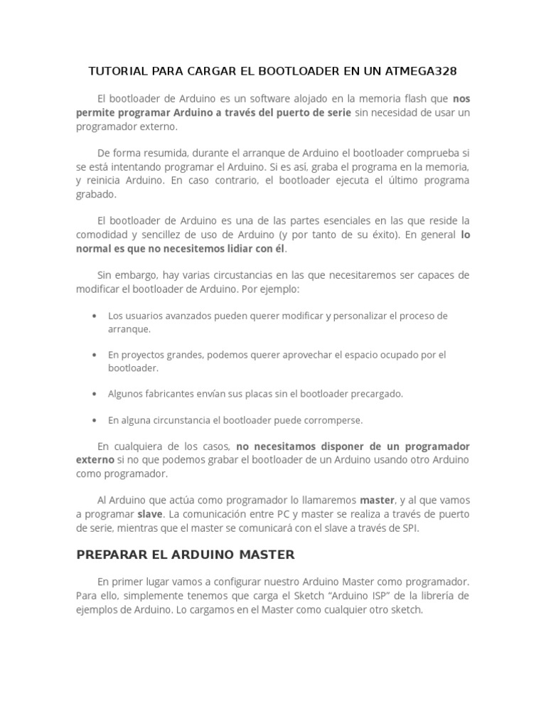 Tutorial para Cargar El Bootloader en Un Atmega328 | PDF | Arduino ...