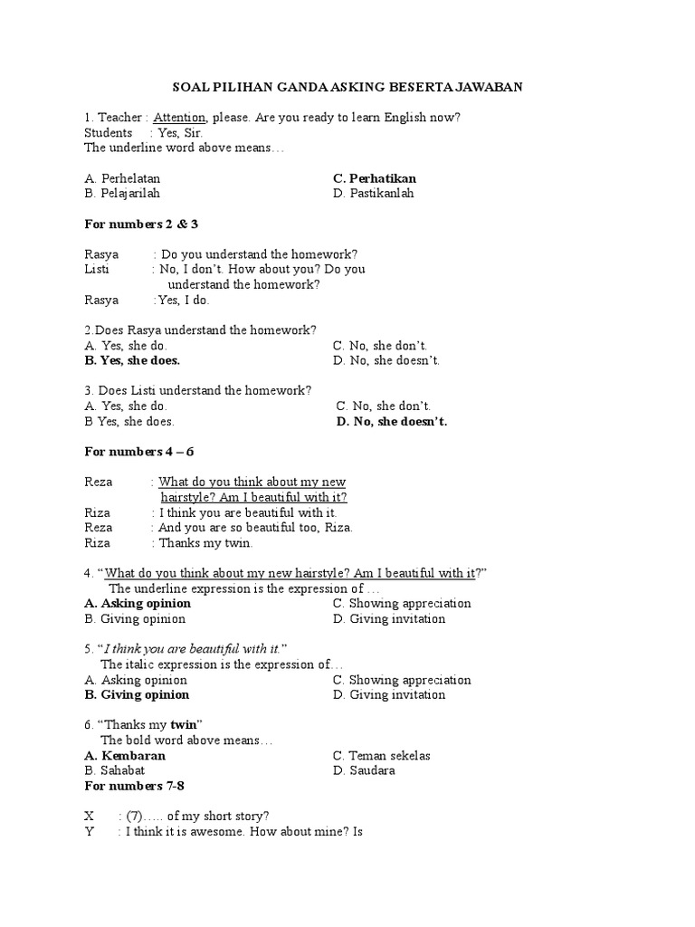 Contoh Soal Adjective Clause Pilihan Ganda Dan Jawabannya