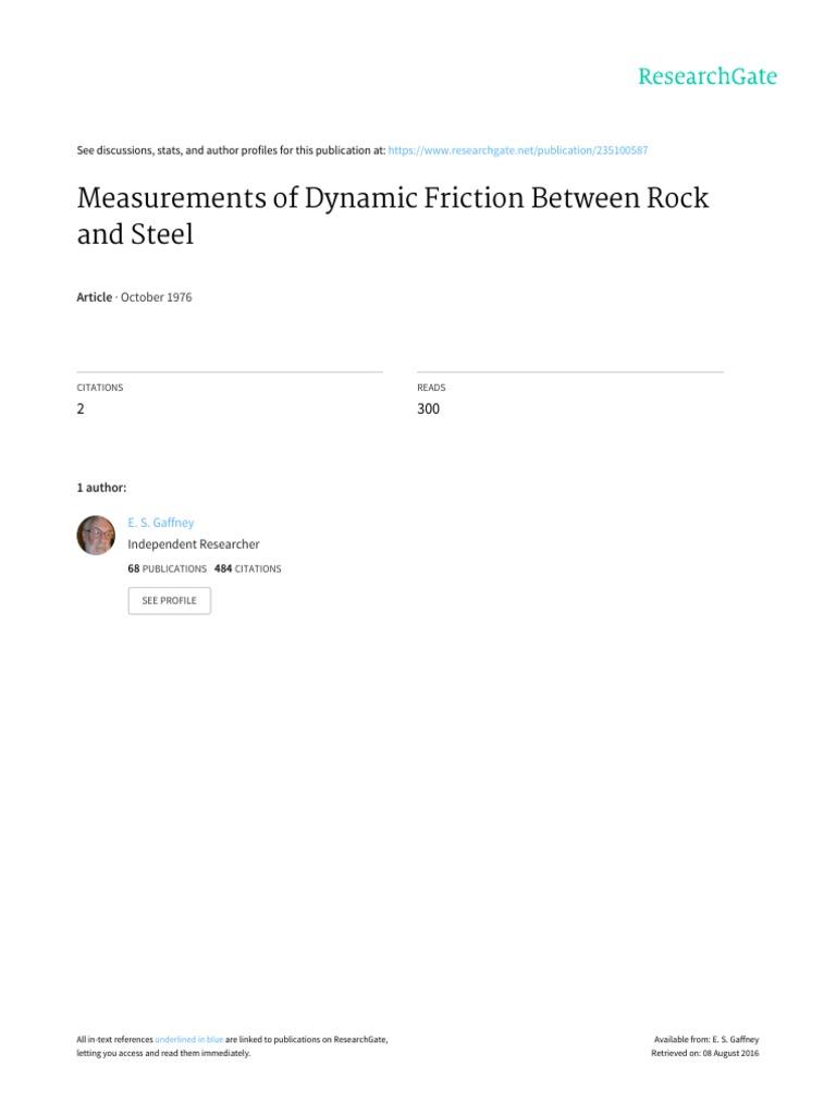 Dynamic Friction: Rock vs. Steel Measurements | PDF | Thermal ...