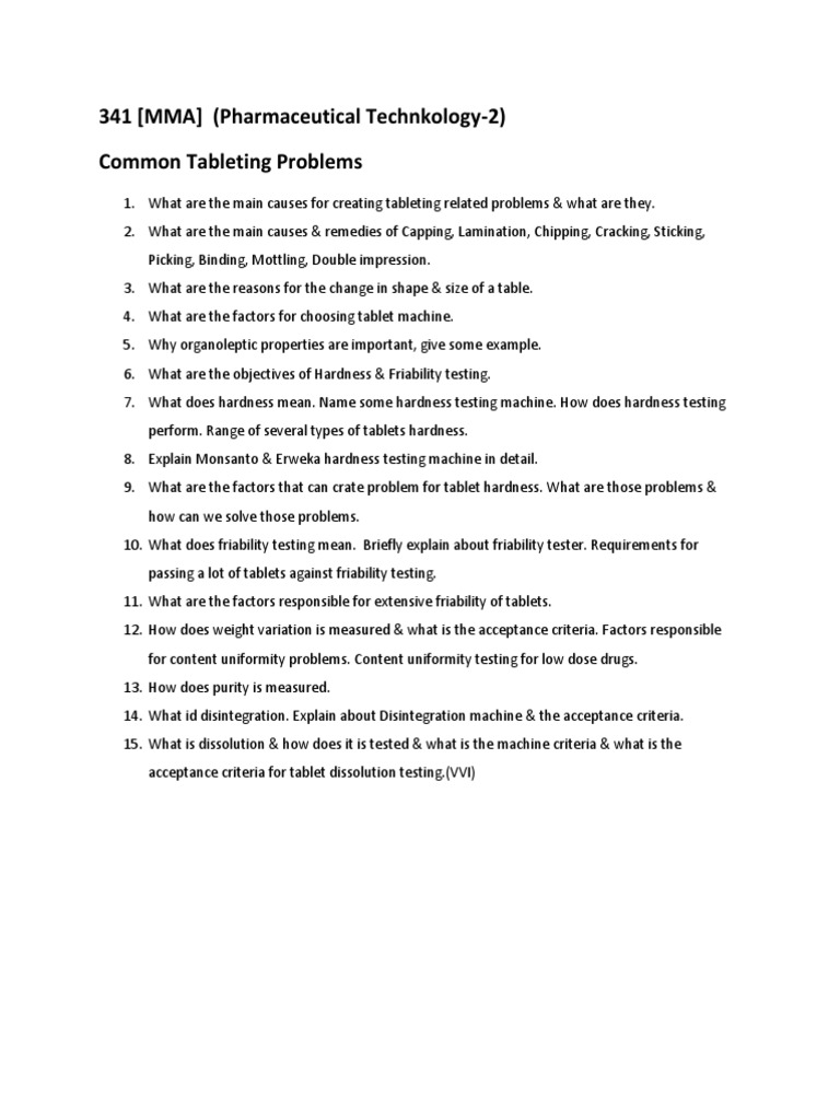 341 - Common Tableting Problem | PDF