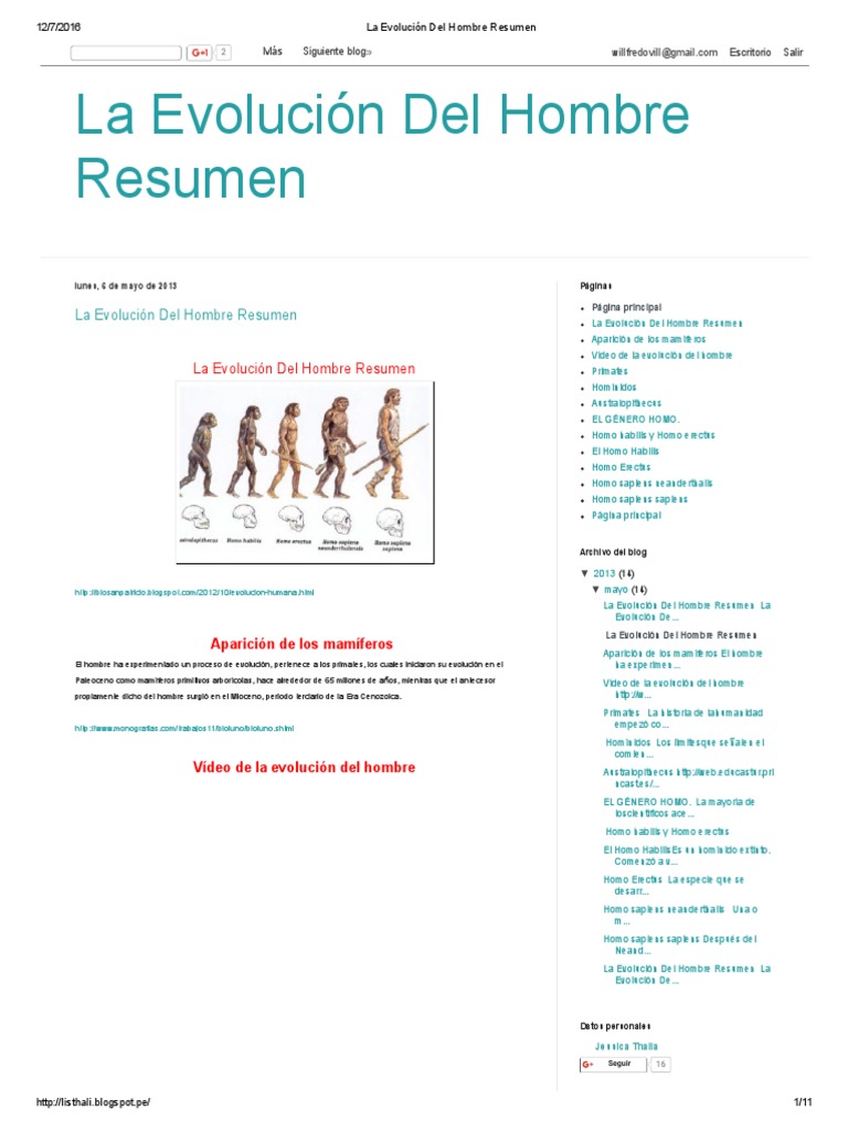 Resumen de la Evolución del Hombre | PDF | Homo | Evolución humana