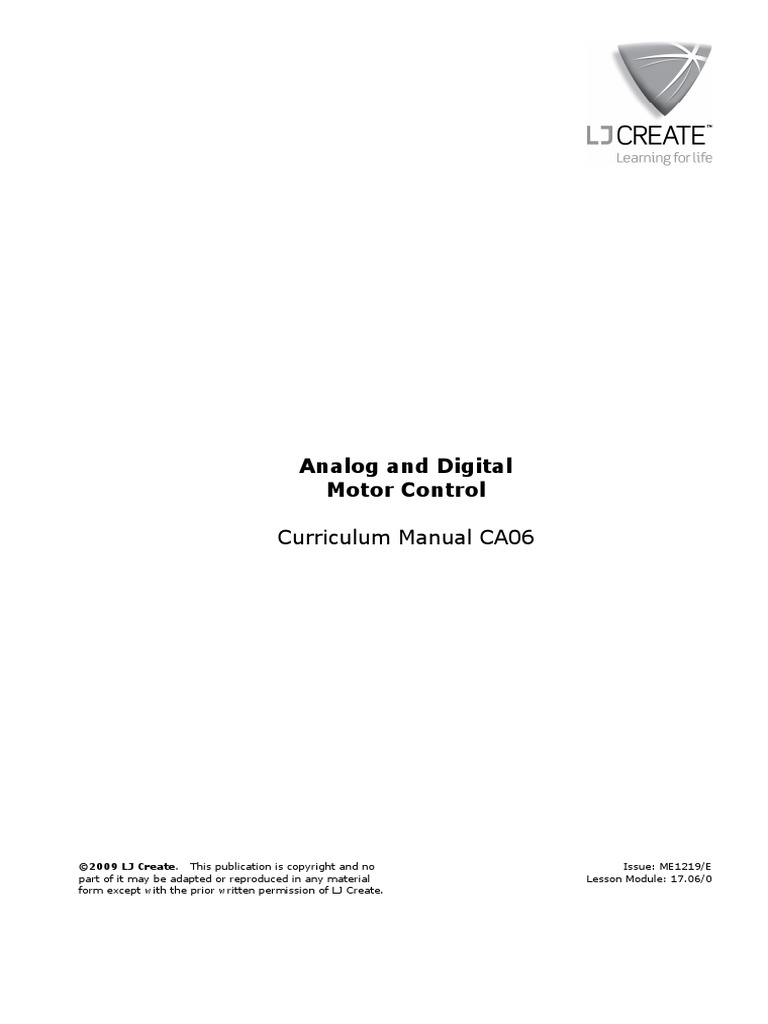 Analog & Digital Motor Control Manual PDF Control Theory Control
