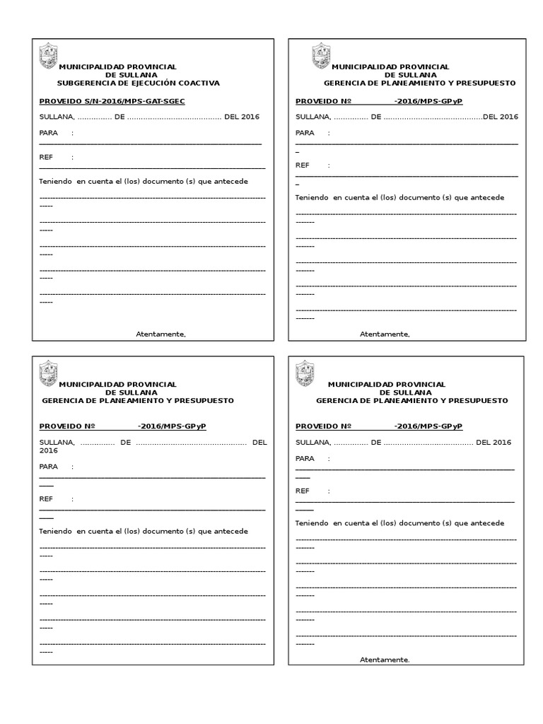 Modelo de Formato de Proveidos - 2016
