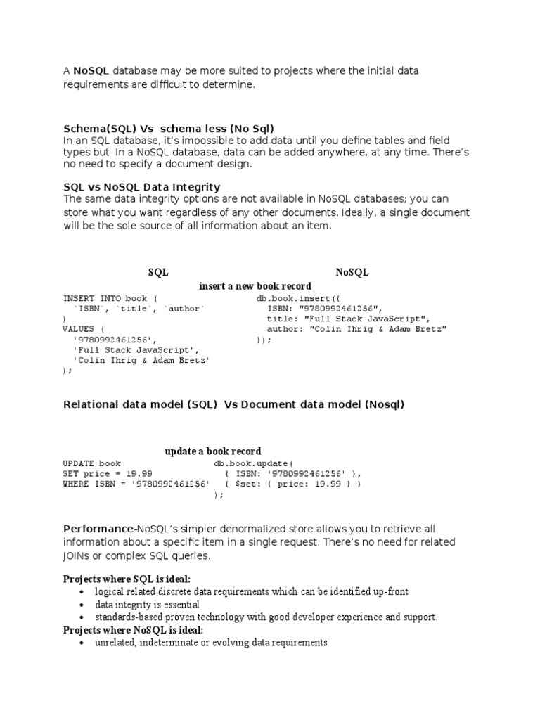 NoSql Notes | PDF | No Sql | Scalability