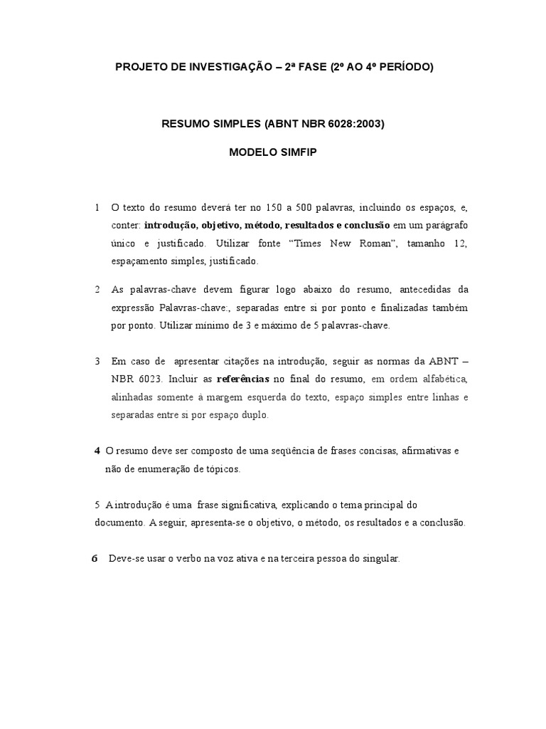 Modelo de Resumo Simples ABNT | PDF | Índice de massa corporal | Citação