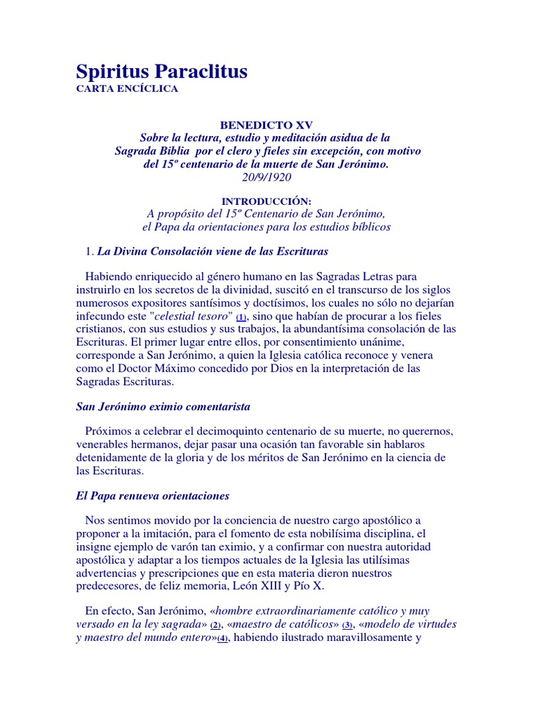 Spiritus Paraclitus PDF Jerome Biblia