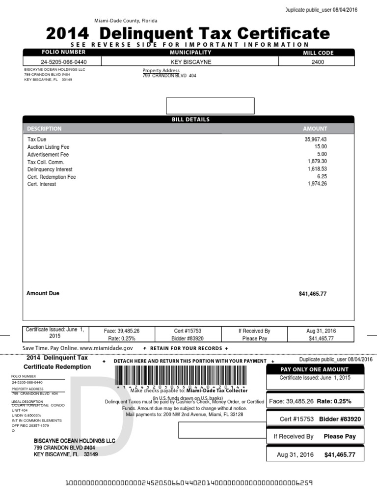 Miami Dade County Real Estate 24 (TODOS) Property Tax Miami Dade County