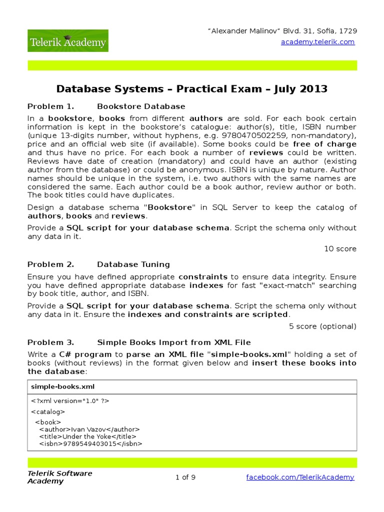 Bookstore Database Schema Design | PDF | Microsoft Sql Server | Databases