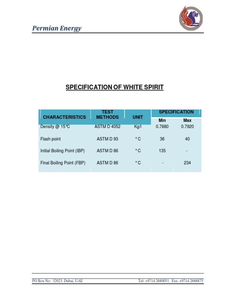 White Spirit - SPECS | PDF