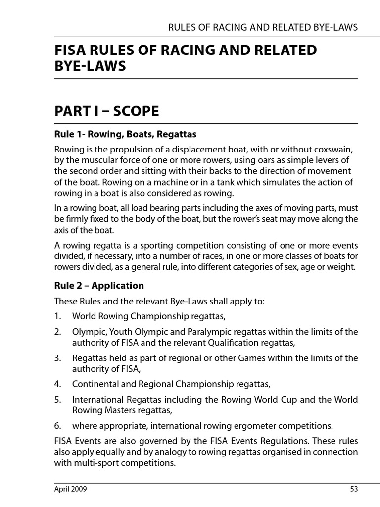 FISA Racing Rules PDF Rowing (Sport) Rowing