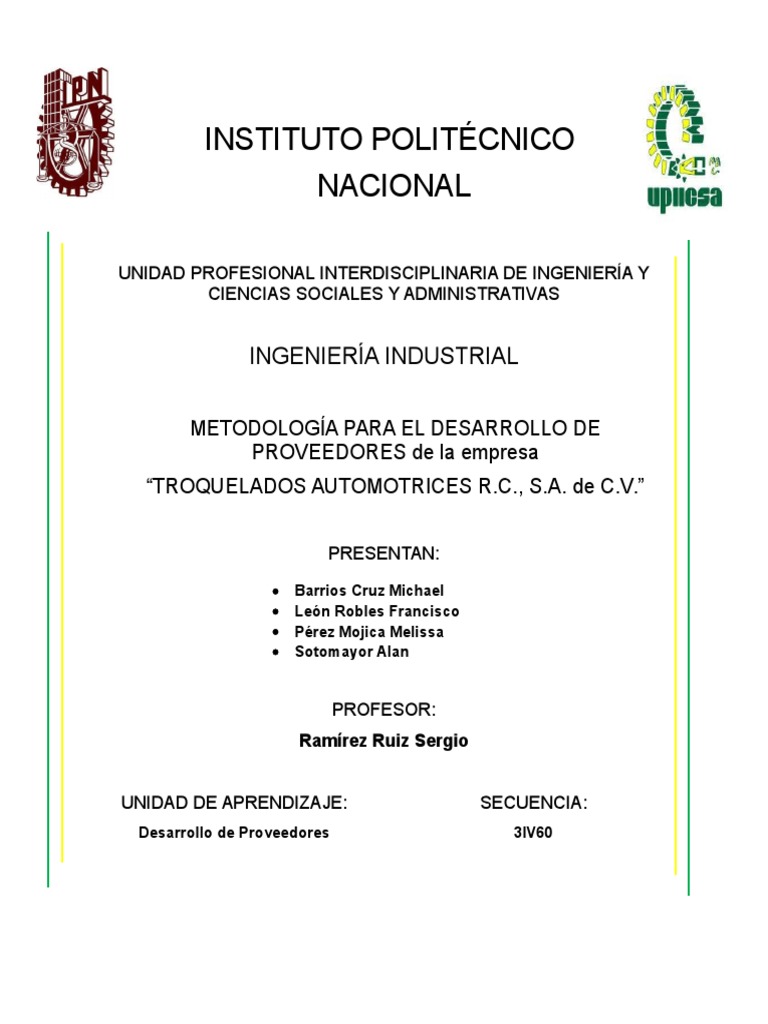 Metodología de desarrollo de proveedores Calidad