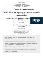 Boyd Peters v. Missouri-Pacific Railroad Company, Defendant-Third Party v. United Transportation Union, Third Party, 483 F.2d 490, 3rd Cir. (1973)
