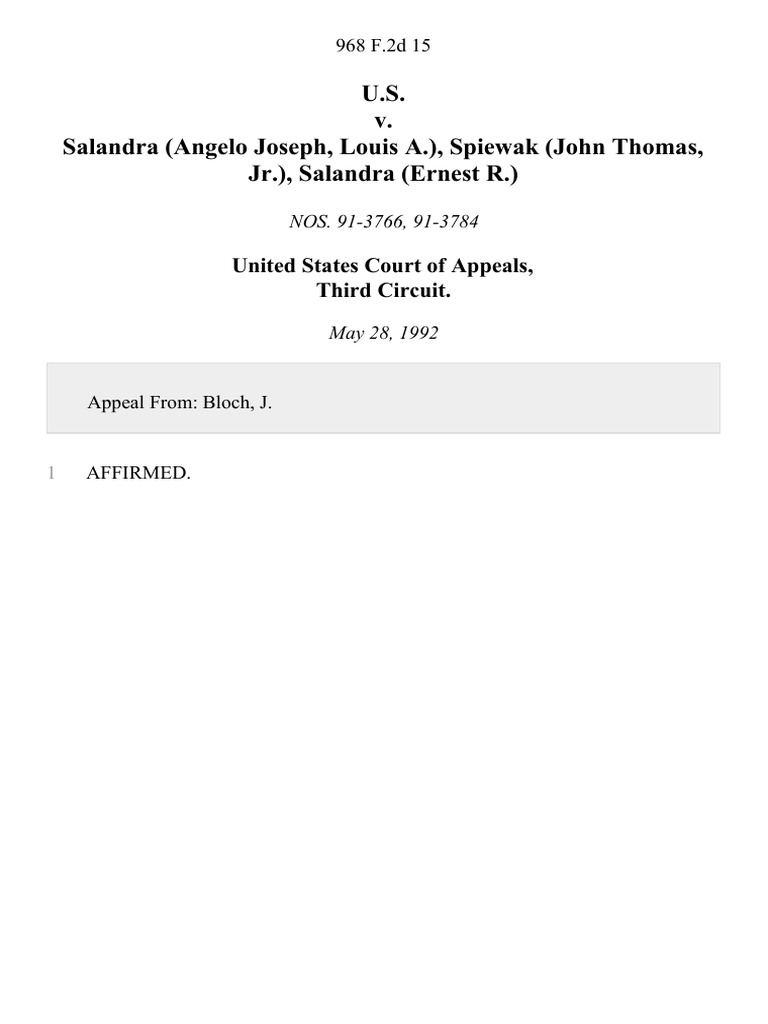 U.S. v. Salandra: Third Circuit Ruling | PDF
