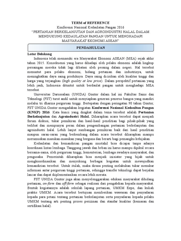 Contoh term of reference tor untuk acara seminar dan konferensi pdf