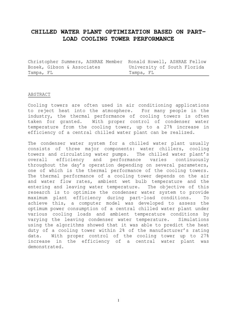 Chilled Water Plant Efficiency Optimization | PDF | Air Conditioning ...