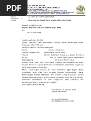 Surat Permohonan Test Urine