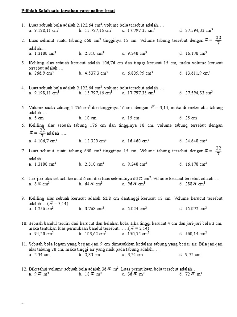 Soal Matematika Kelas Ix