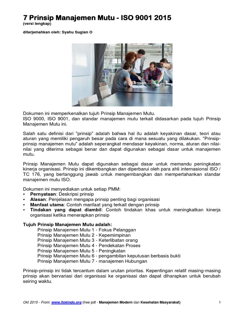 7 Prinsip Manajemen Mutu Iso 9001 2015 Versi Lengkap Iso Org Pdf