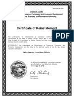 Certificate of Reinstatement