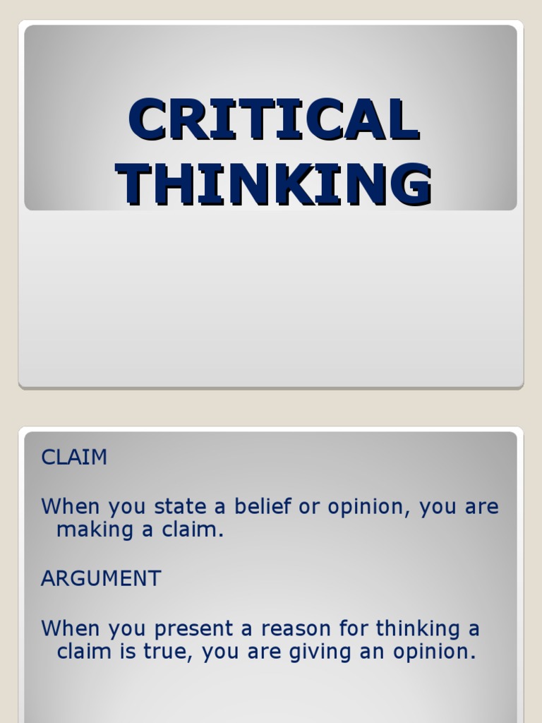 critical thinking about argumentation