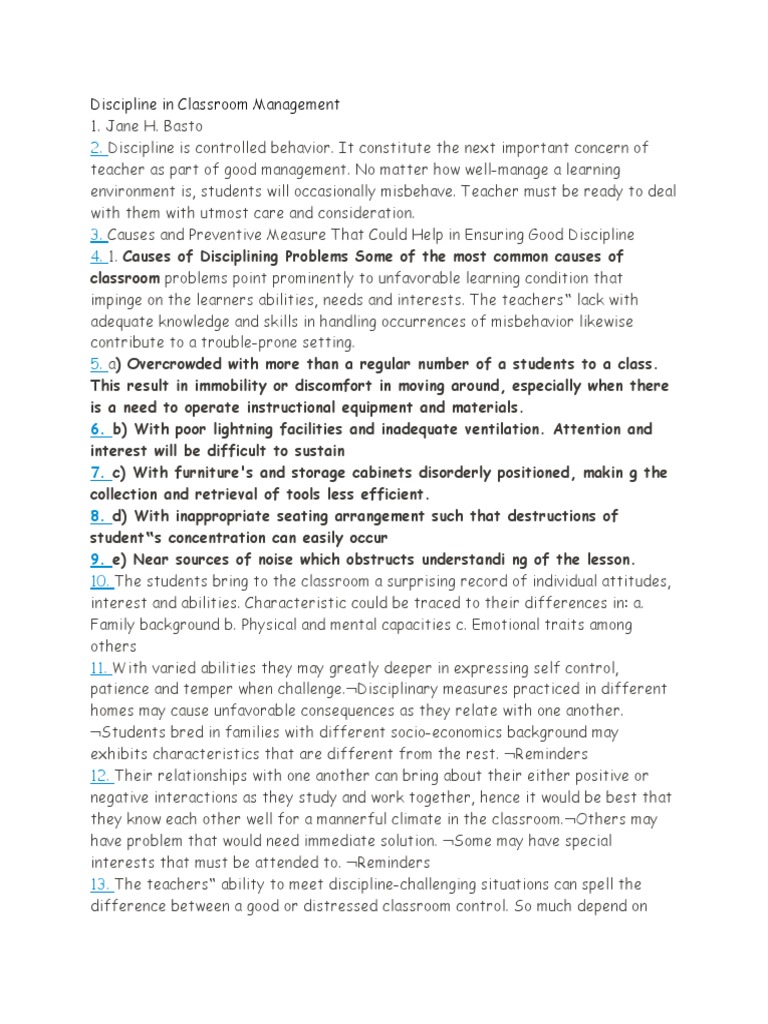 Effective Classroom Discipline Strategies | PDF | Classroom Management ...