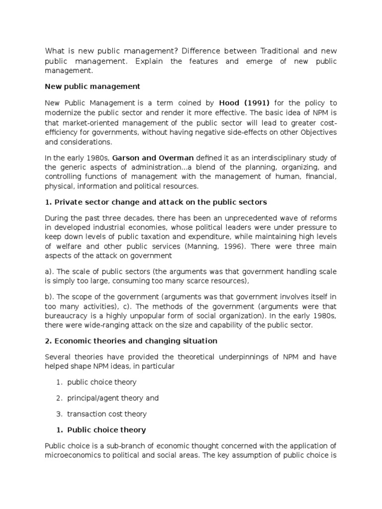 What Is New Public Management Pdf Public Administration Public Choice