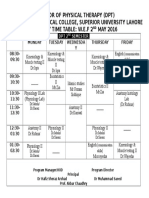 DPT Time Table 2nd Semester Spring 2016