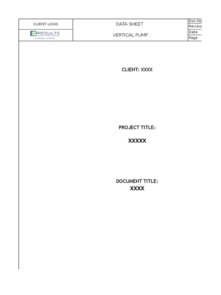 Vertical Pump Data Sheet Overview | PDF