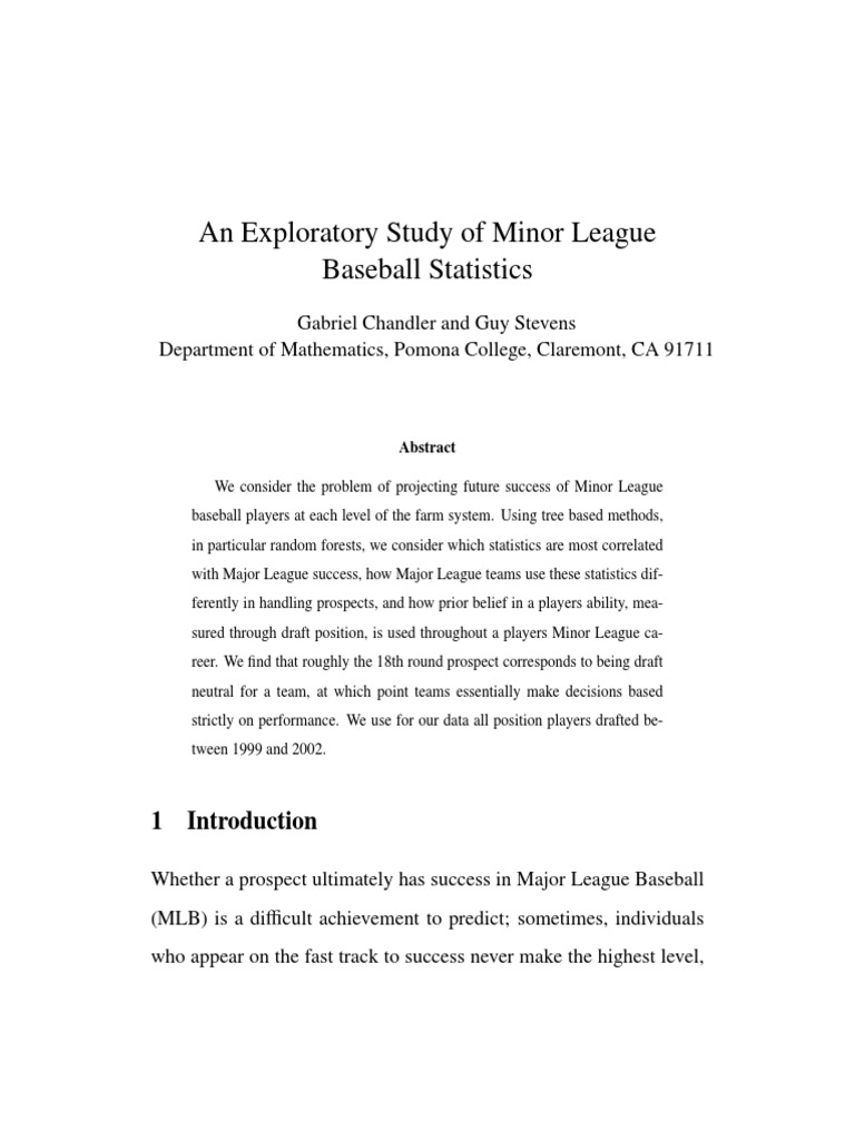 An Exploratory Study of Minor League Baseball Statistics PDF