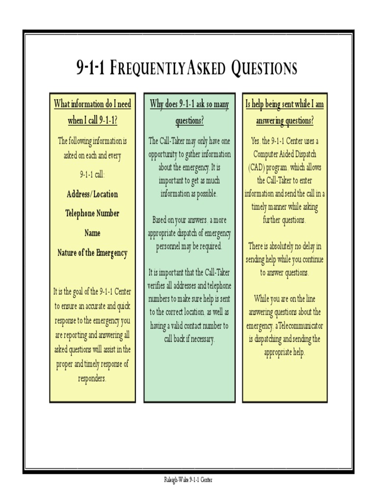 Requently Sked Uestions | PDF | 9 1 1 | Telecommunications