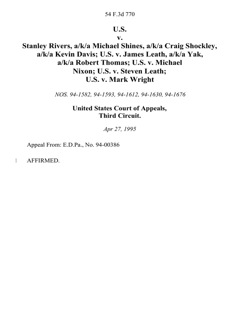U.S. v. Rivers et al. Case Summary | PDF
