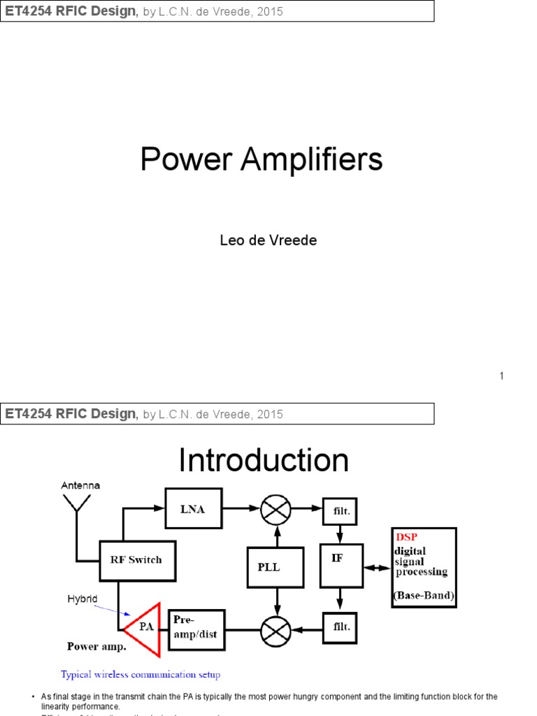 Lecture 6 7 Power Amplifiers PDF Amplifier Field Effect
