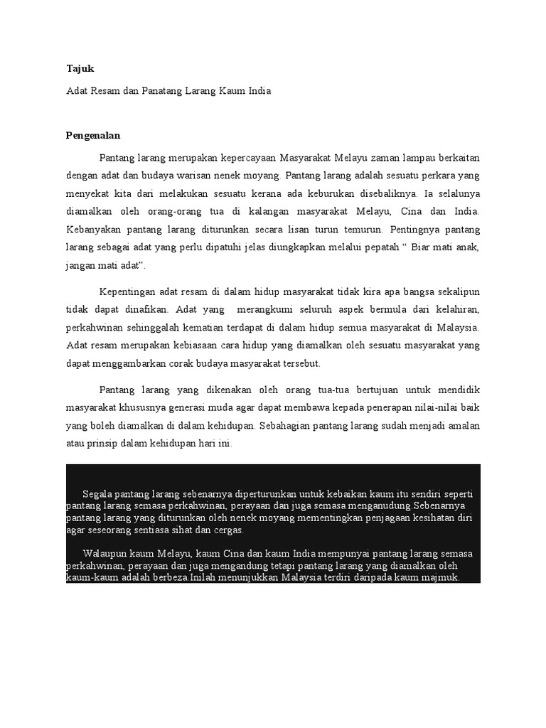 Adat Resam Orang India Pdf