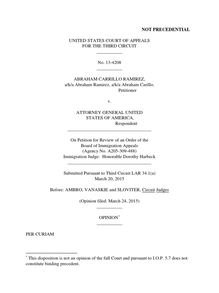 Immigration Appeal: Ramirez v. AG USA | PDF | Virtue | United States Law