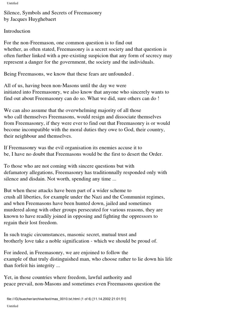 Silence, Symbols and Secrets of Freemasonry Freemasonry Masonic Lodge