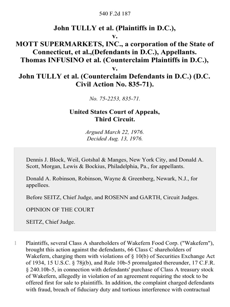 United States Court of Appeals, Third Circuit PDF Sec Rule 10b 5 Supplemental Jurisdiction