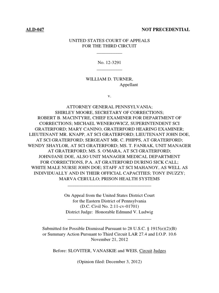 William Turner v. Attorney General of Pennsylvan, 3rd Cir. (2012) PDF Due Process Clause