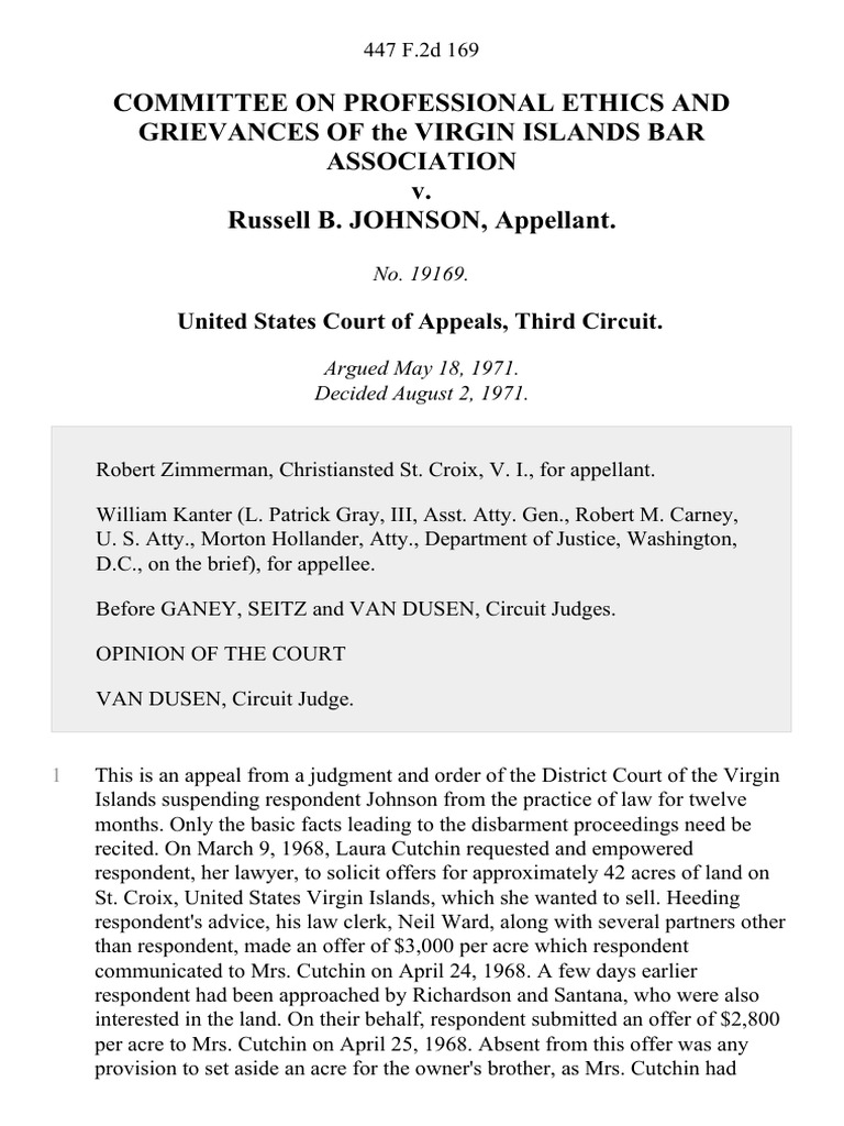 Committee On Professional Ethics and Grievances of The Virgin Islands