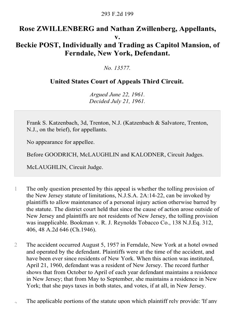 NJ Tolling Provision in Personal Injury Case | PDF | Precedent | New Jersey