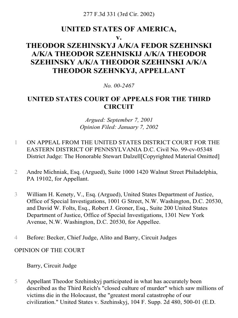 United States v. Theodor Szehinskyj A/K/A Fedor Szehinski A/K/A Theodor