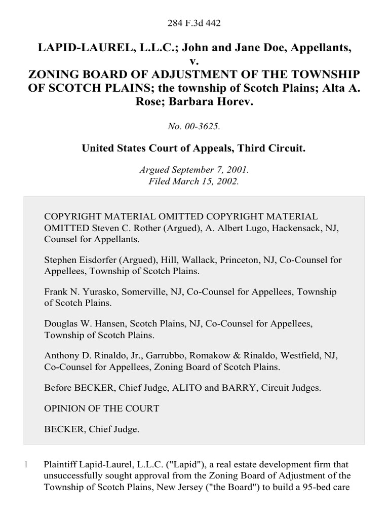 LapidLaurel, L.L.C. John and Jane Doe v. Zoning Board of Adjustment of