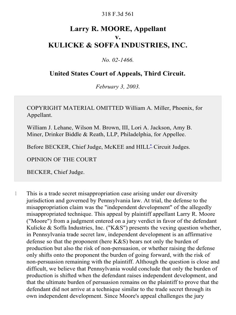Trade Secret Misappropriation Appeal | PDF | Burden Of Proof (Law ...