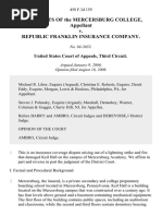 The Regents of The Mercersburg College v. Republic Franklin Insurance Company, 458 F.3d 159, 3rd Cir. (2006)