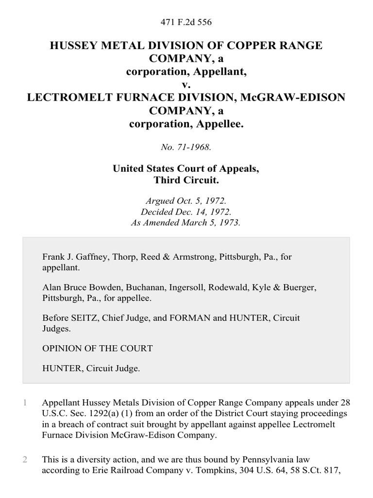 Hussey Metals v. Lectromelt Arbitration Dispute | PDF | Arbitration ...