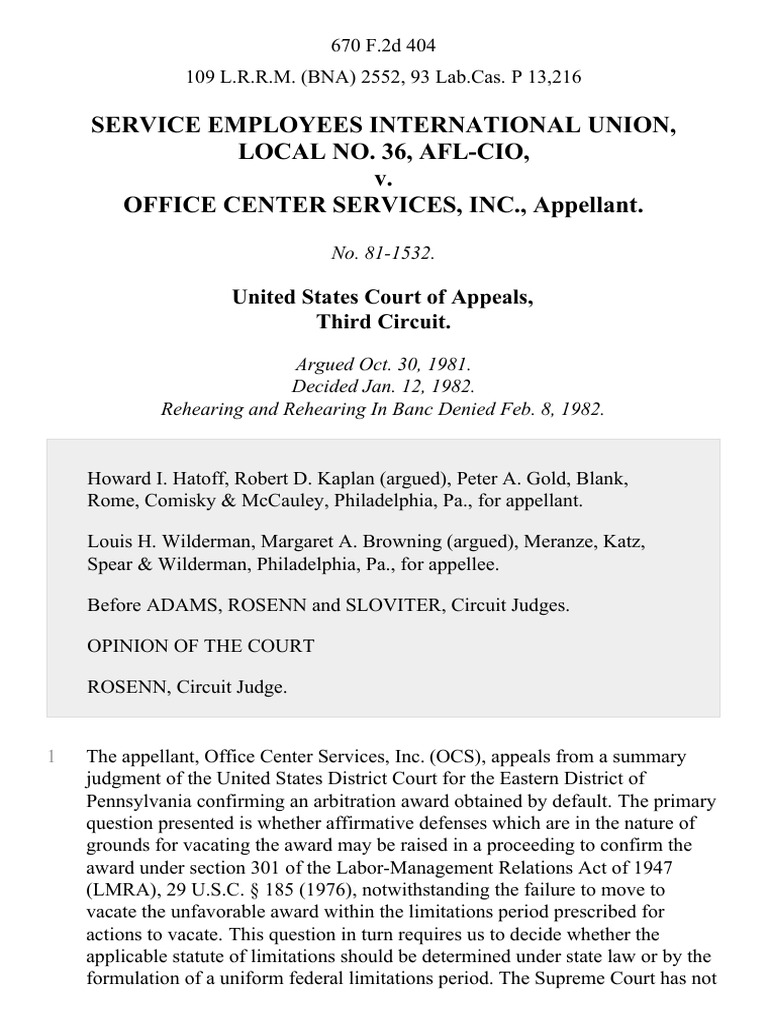 Service Employees International Union, Local No. 36, Afl-Cio v. Office ...
