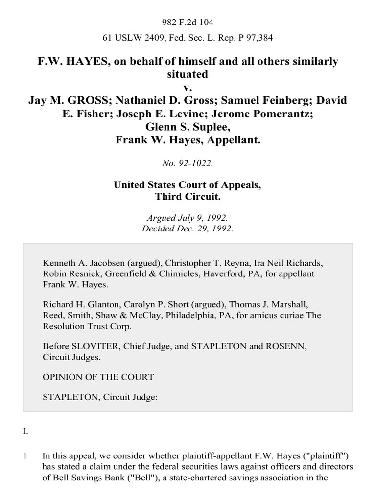 United States Court of Appeals, Third Circuit PDF Sec Rule 10b 5