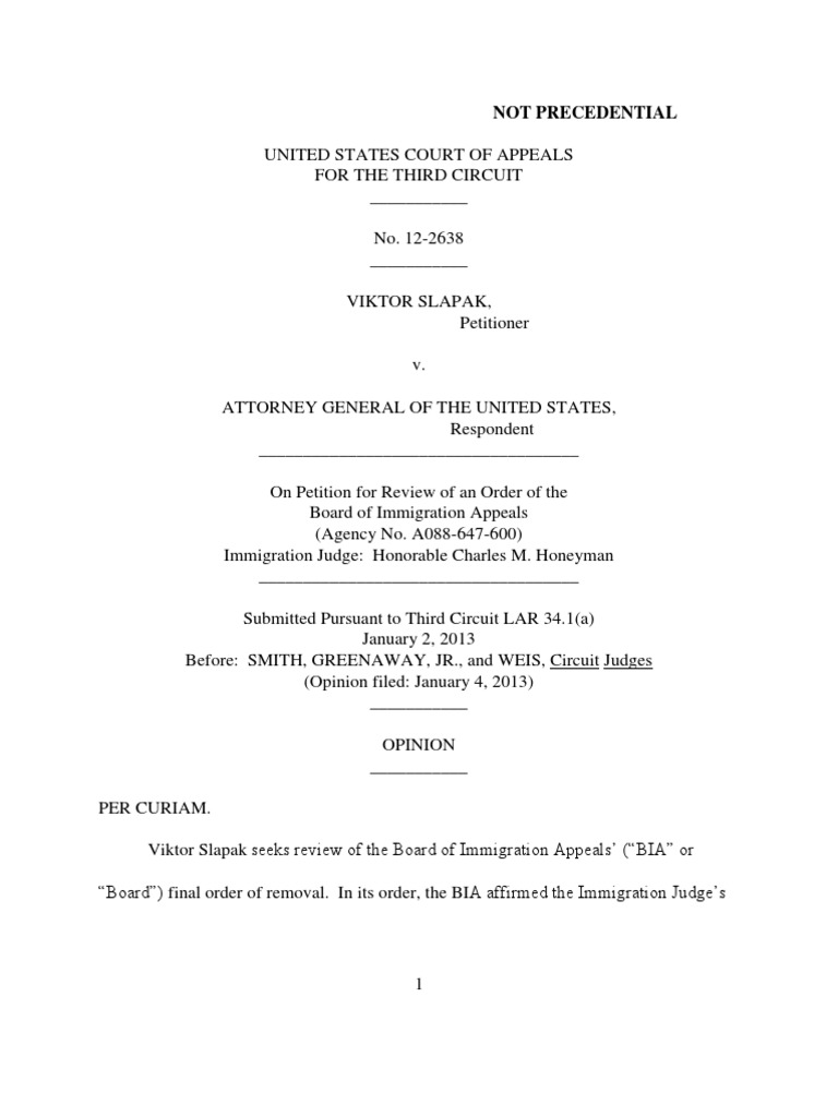 Viktor Slapak v. Attorney General United States, 3rd Cir. (2013) | PDF